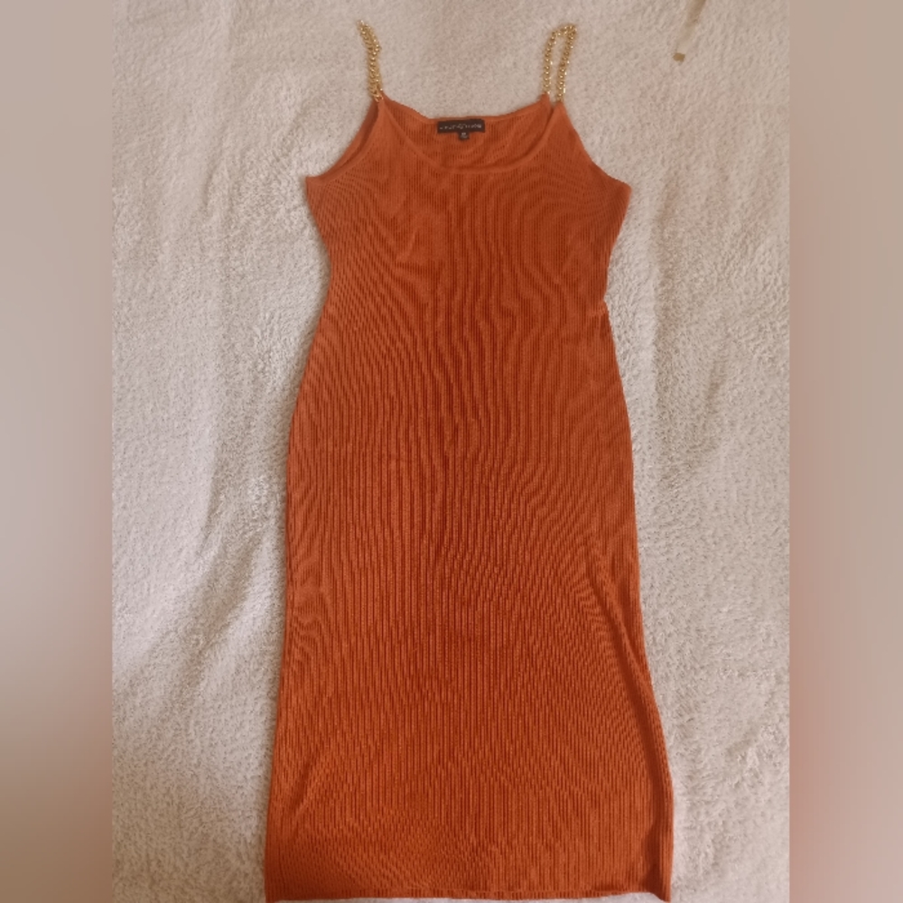 Orange spaghetti strap dress